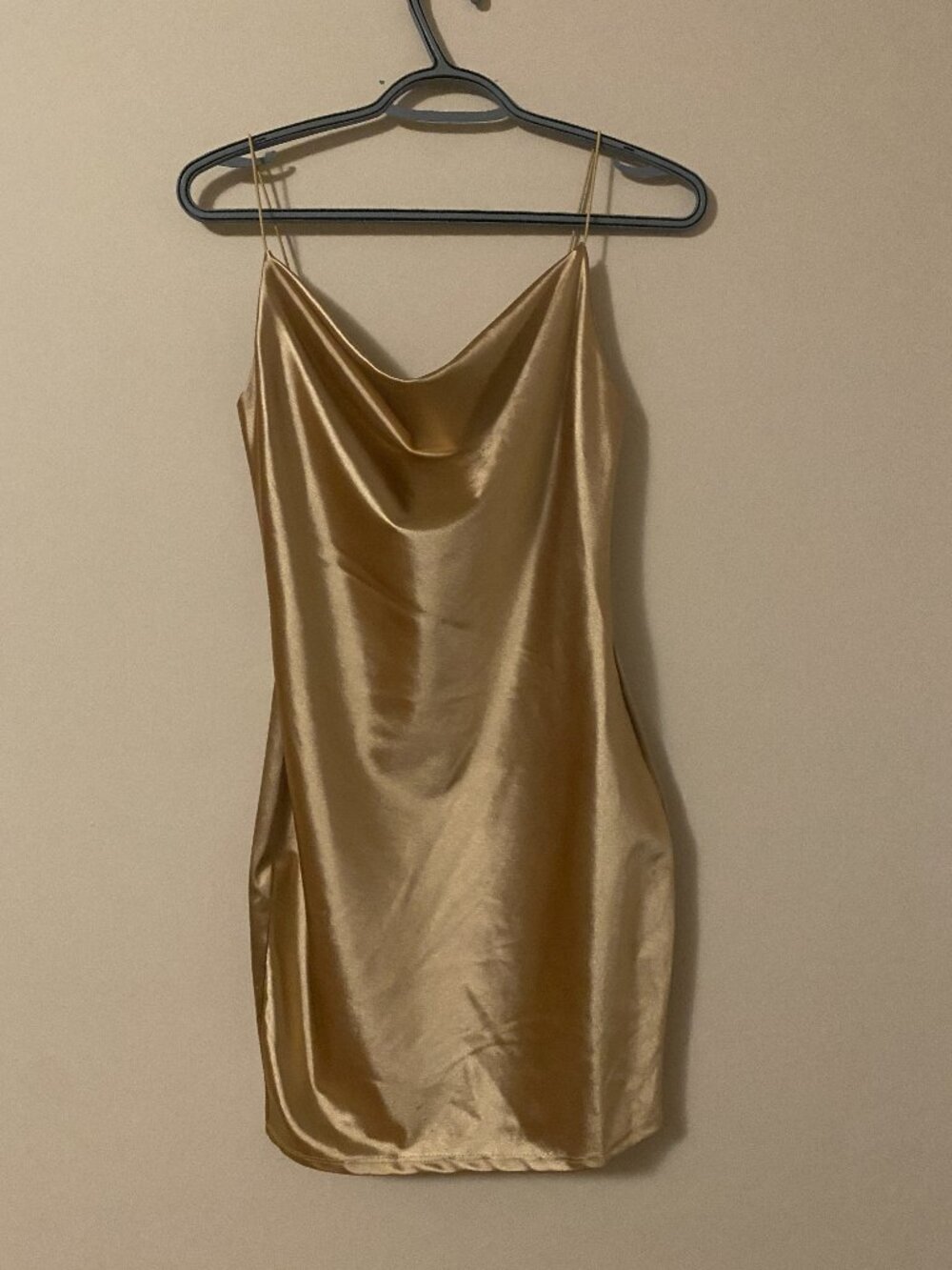 gold cowl neck dress
